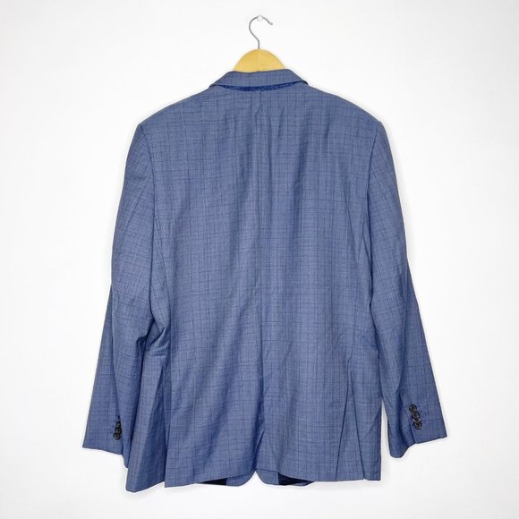 Banana Republic Blue Plaid Wool Blazer Sport Coat Size 44  Guabello - Picture 2 of 6